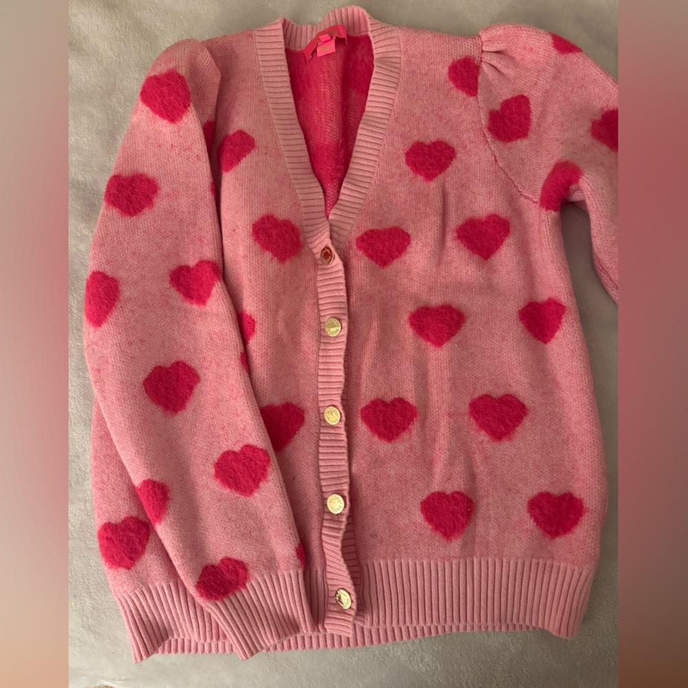 Lilly Pulitzer Pink Keane Heart Cardigan Sweater